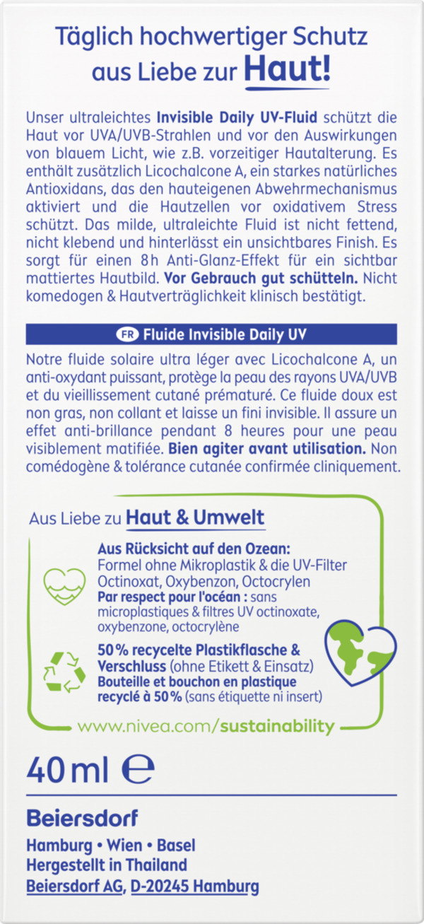 Bild 2 von NIVEA SUN UV Gesicht Experte Invisible Daily UV-Fluid LSF 50+, 40 ml