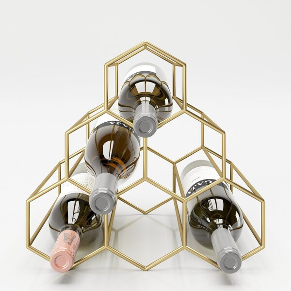 Bild 1 von PLAYBOY - Weinregal "GLORIA" für 6 Flaschen, geometrische Form, goldenes Metallgestell, Retro-Design