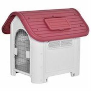 PawHut Hundehütte Outdoor Hundehaus mit Dachluke Tor Unterschlupf für kleine Hunde Luftzirkulation M