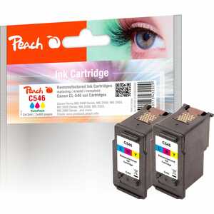 Peach Doppelpack Druckköpfe color kompatibel zu Canon CL-546*2, 8289B001*2 (wiederaufbereitet)