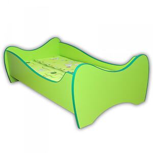 Kinderbett Curly inkl Rollrost mit geschwungenen Holzlatten + Matratze 180*60 cm grün