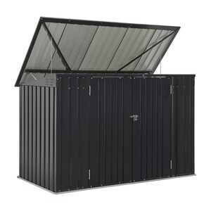 Juskys Mülltonnenbox Namur 1,9m² Aufbewahrungsbox in grau für 3 Tonnen zwei abschließbare Türen