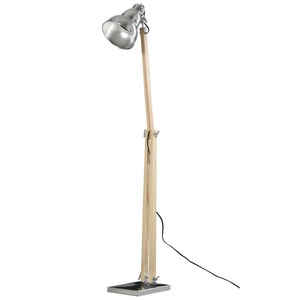 HOMCOM Stehlampe mit verstellbarem Schirm natur, silber 64 x 18 x 133 cm (LxBxH)   Stehleuchte Wohnzimmerlampe Leselampe Lampe