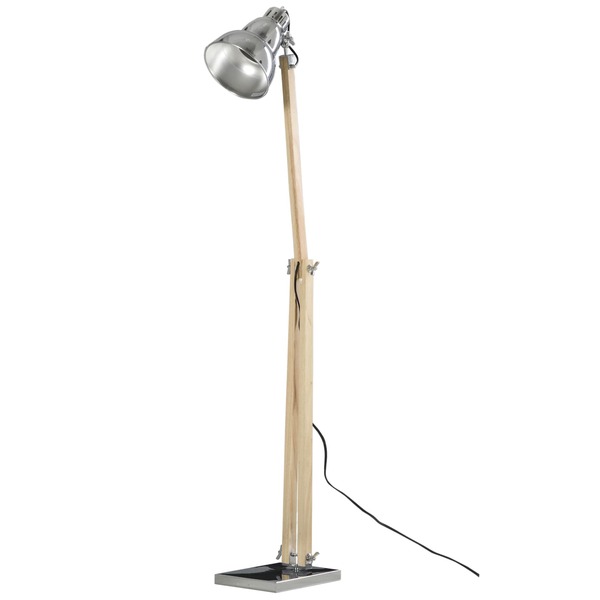 Bild 1 von HOMCOM Stehlampe mit verstellbarem Schirm natur, silber 64 x 18 x 133 cm (LxBxH)   Stehleuchte Wohnzimmerlampe Leselampe Lampe