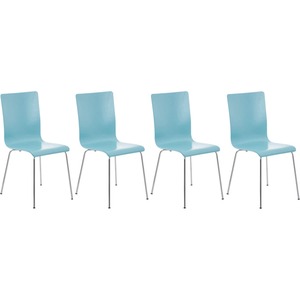 CLP 4er-Set  Wartezimmerstuhl PEPE mit ergonomisch geformten Holzsitz und Metallgestell I 4x Konferenzstuhl   In verschiedenen Farben erhältlich... hellblau