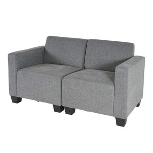 Modular 2-Sitzer Sofa Couch Moncalieri, Stoff/Textil ~ grau
