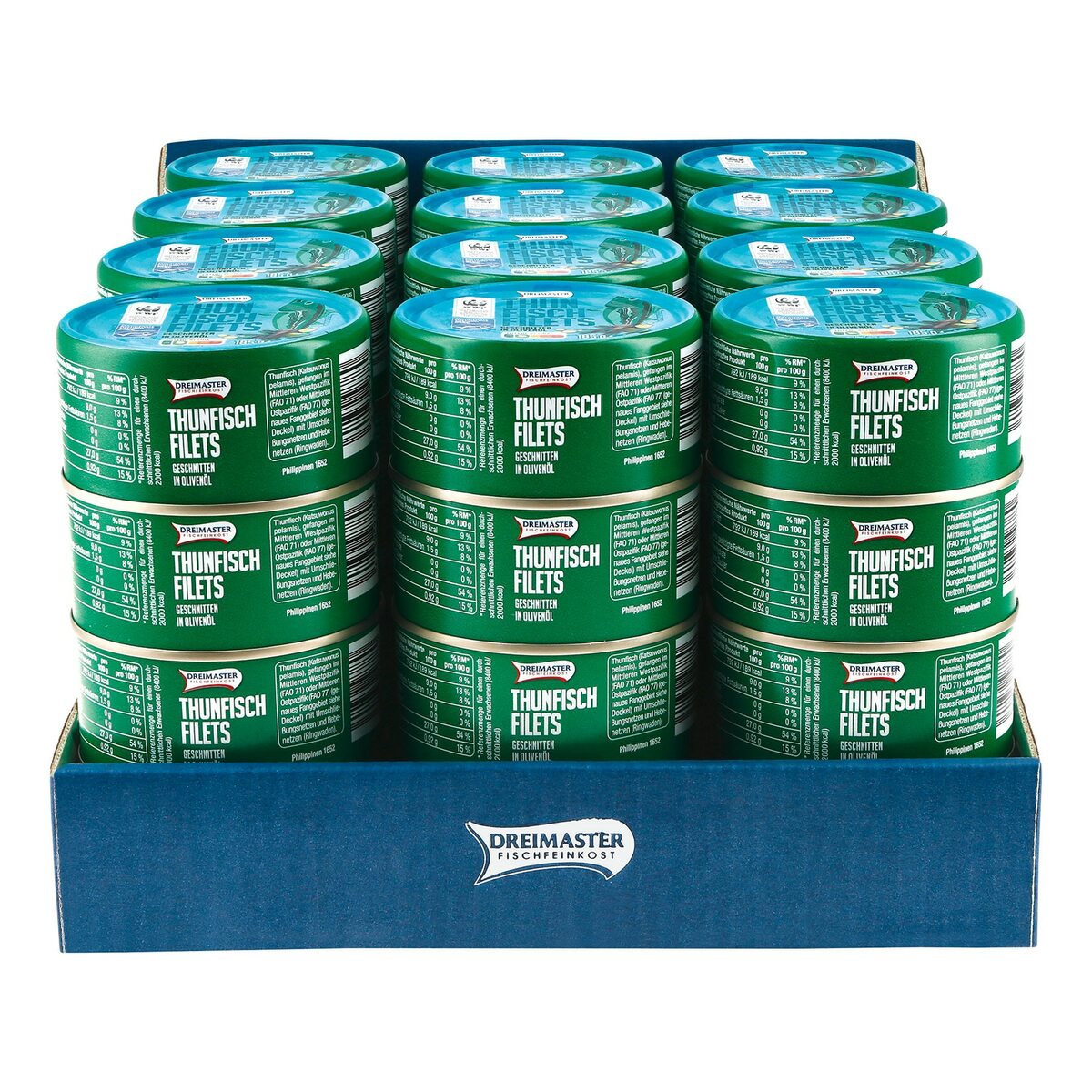 Bild 1 von Dreimaster Thunfischfilet in Olivenöl 185 g, 48er Pack