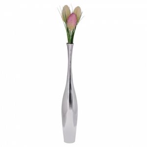 WOHNLING Deko Vase Bottle S Design Alu Aluminium-Dekoration Wohndeko modern Blumenvase silber Tischd