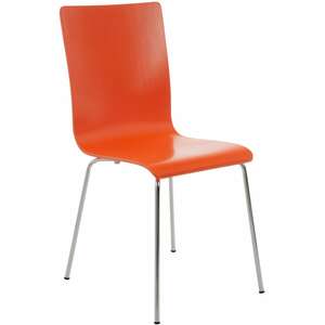 CLP Wartezimmerstuhl PEPE mit ergonomisch geformten Holzsitz und Metallgestell I Konferenzstuhl I In verschiedenen Farben erhältlich... orange