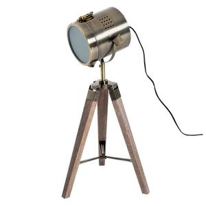 HOMCOM Tripod-Tischleuchte in Scheinwerfer-Form natur, bronze 33 x 33 x 65 cm (LxBxH)   Tischlampe Nachttischlampe Tripodlampe Retroleuchte