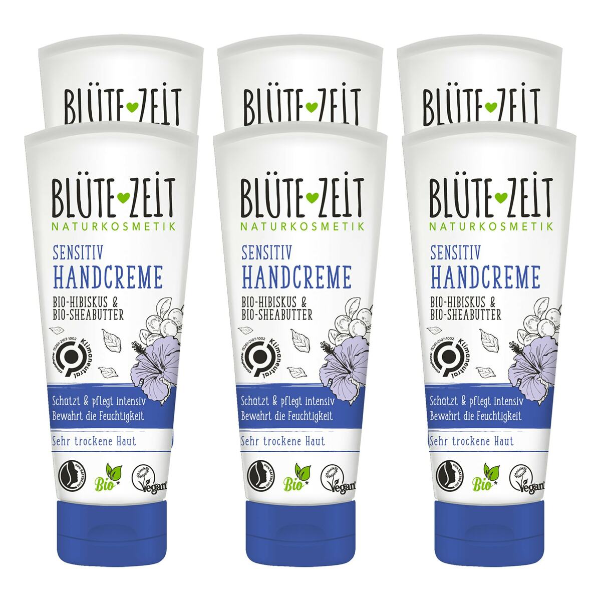 Bild 1 von BLÜTE-ZEIT Handcreme Sensitiv BIO-Kornblume & BIO-Ringelblume 75 ml, 6er Pack