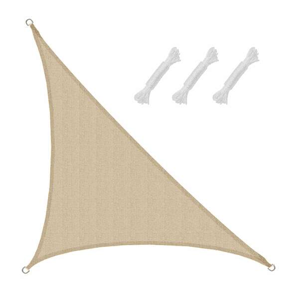 Bild 1 von UV Sonnensegel 3x3x4,2 HDPE Dreieck Rechtwinklig Sonnenschutz Garten Beige