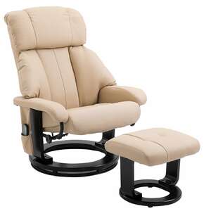 HOMCOM Relaxsessel mit Massagefunktion und Fußhocker weiß L76 x B80 x H102 cm   Relaxsessel Sessel Massage Fußhocker Fernsehsessel Massagesessel