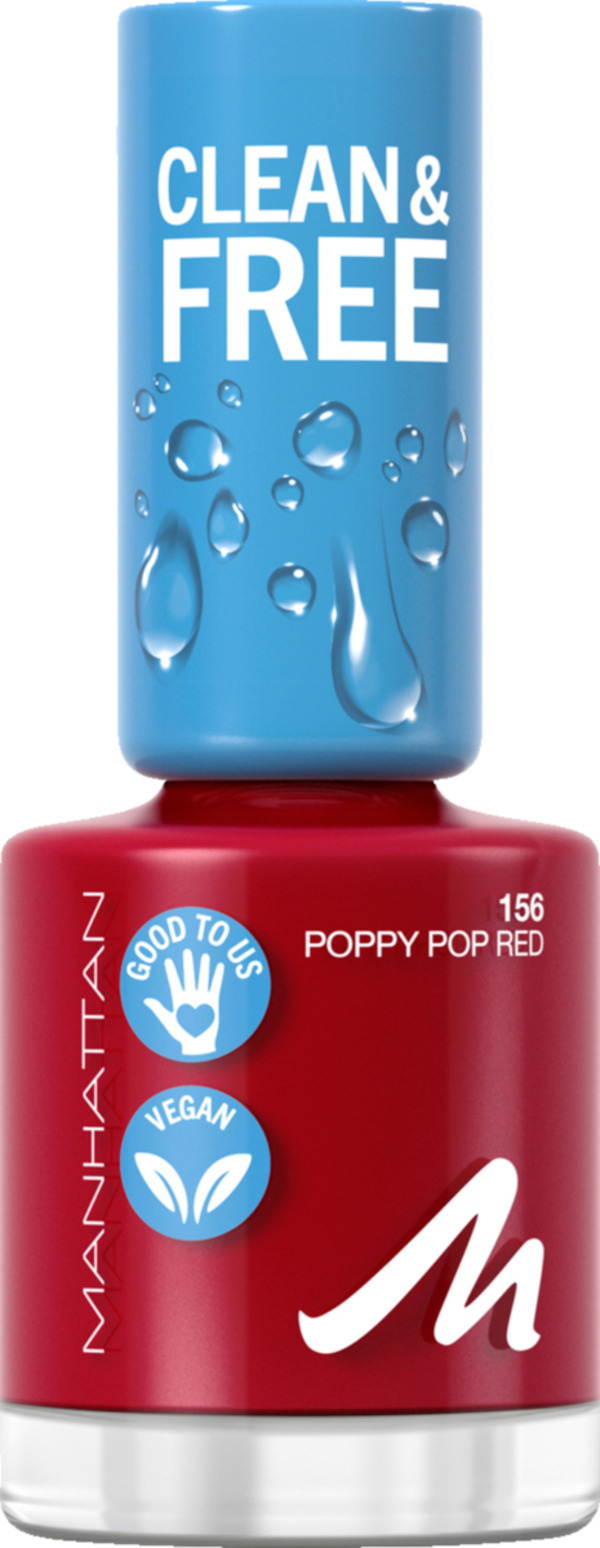 Bild 1 von Manhattan Clean & Free Nail Polish 156 Poppy Pop Red