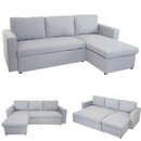 Bild 1 von Schlafsofa MCW-D92, Couch Ecksofa Sofa, Schlaffunktion 220x152cm Stoff/Textil ~ hellgrau, ohne Deko-Kissen
