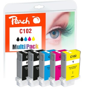 Peach Spar Pack Tintenpatronen kompatibel zu Canon PFI-102 (wiederaufbereitet)