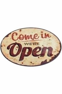 MyFlair Metallschild "Come in we're open"