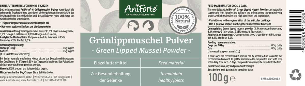 Bild 2 von AniForte Grünlippmuschel Pulver