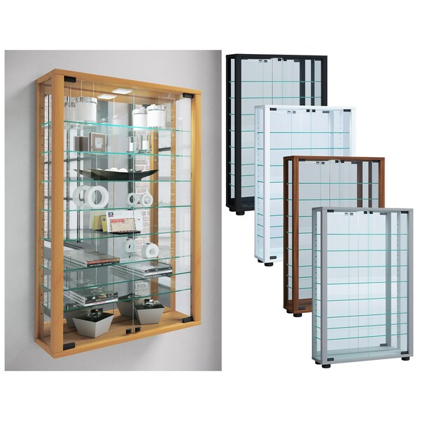 Bild 1 von VCM Wandvitrine Sammelvitrine Glasvitrine Wand Vitrine Regal Schrank Glas Hängevitrine "Vitrosa Mini Spiegel"