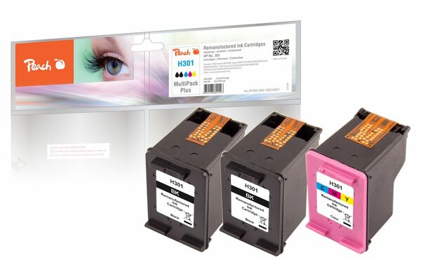 Bild 1 von Peach Spar Pack Plus Druckköpfe kompatibel zu HP No. 301 black, CH561EE, No. 301 color, CH562EE