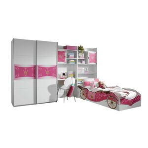 Kinderzimmer Zoe 4-teilig Weiß - Pink