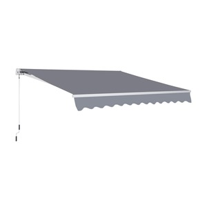 Outsunny Gelenkarmmarkise mit Handkurbel grau 3,5 x 2,5 m (BxL)   Kassettenmarkise Balkon Markise Sonnenschutz