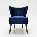 Bild 1 von PLAYBOY - Sessel "HOLLY" gepolsterter Lounge-Stuhl mit Rückenlehne, Samtstoff in Blau mit Massivholzfüsse, Retro-Design