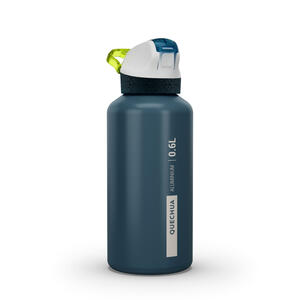 Trinkflasche 900 Schnellverschluss mit Trinkhalm Aluminium 0,6 Liter blau