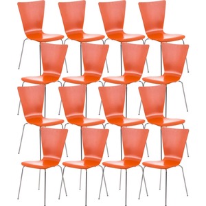 CLP 16 x Stapelstuhl Aaron Mit Holzsitz Und Metallgestell I 16 x Stuhl Mit pflegeleichter Sitzfläche I Set Mit 16 Stühlen... orange