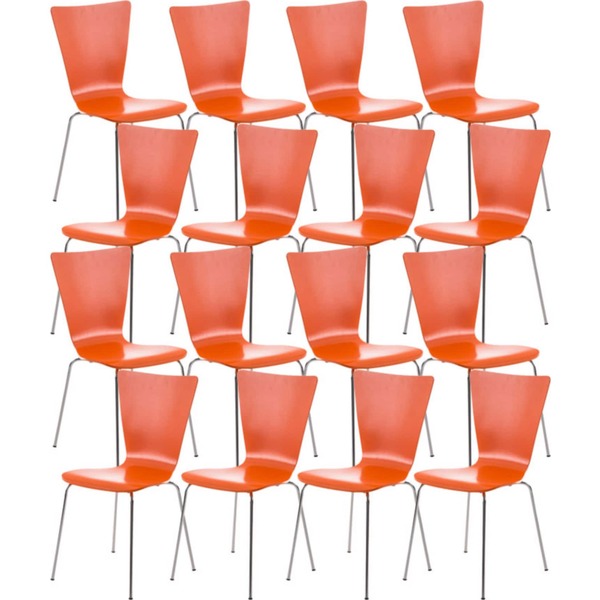Bild 1 von CLP 16 x Stapelstuhl Aaron Mit Holzsitz Und Metallgestell I 16 x Stuhl Mit pflegeleichter Sitzfläche I Set Mit 16 Stühlen... orange