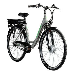Zündapp Z502 700c E-Bike Citybike Pedelec 28 Zoll E Damenfahrrad Elektrofahrrad Tiefeinsteiger... grau/grün, ohne Korb