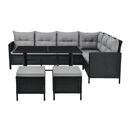 Bild 1 von Juskys Polyrattan Lounge Manacor   Gartenmöbel Set mit Sofa, Tisch & 2 Hockern   schwarz