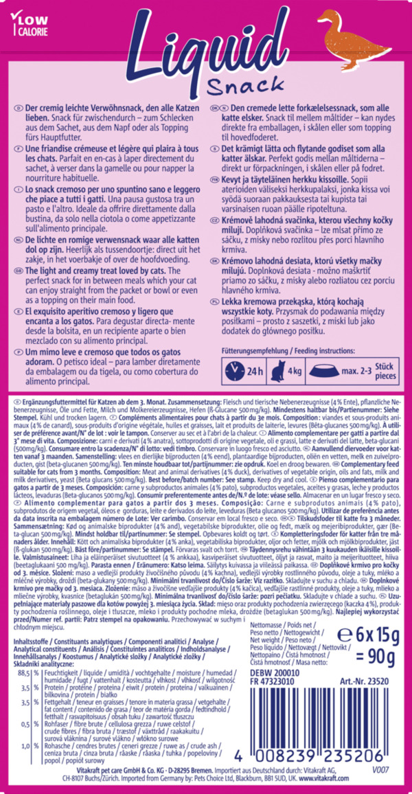 Bild 4 von Vitakraft Liquid Snack Ente + Beta-Glucane, 90 g