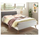 Bild 1 von Lomadox Bett »MAINZ-61«, Doppelbett in weiß matt/grau, skandinavisches Design, mit Füßen aus Natureiche Massivholz B/H/T ca. 145x44x210 cm