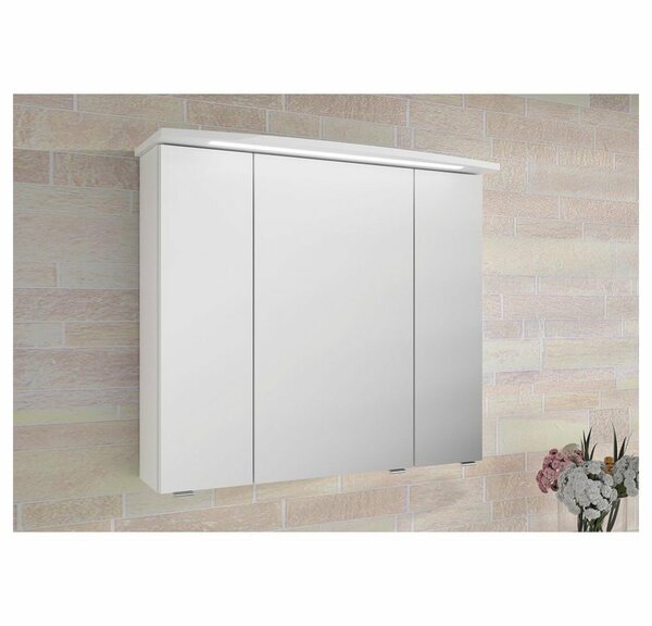 Bild 1 von Lomadox Spiegelschrank »FES-4010-66« Badezimmer mit Koprus in weiß glanz, inkl. LED - B/H/T: 82/72/27cm