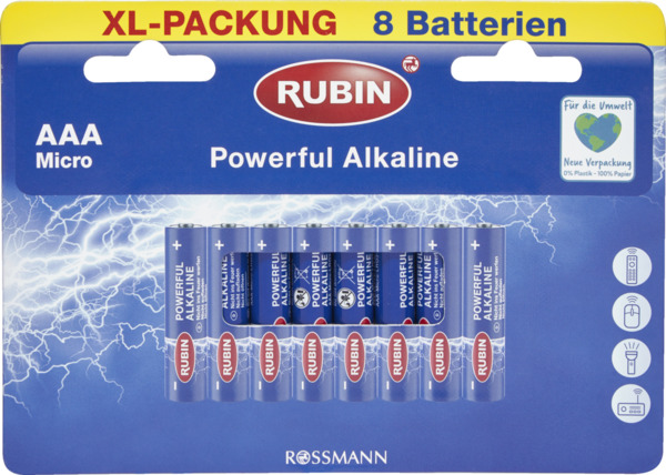 Bild 1 von RUBIN Powerful Alkaline Batterien AAA Micro