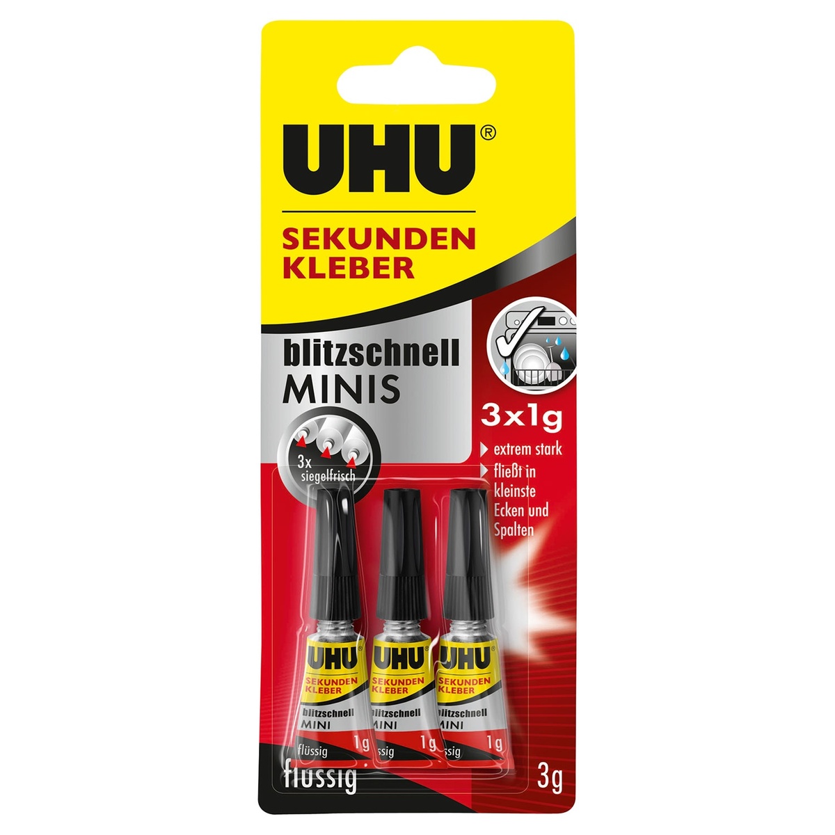 Bild 1 von UHU Sekundenkleber-Minis 3 g, 3er-Packung