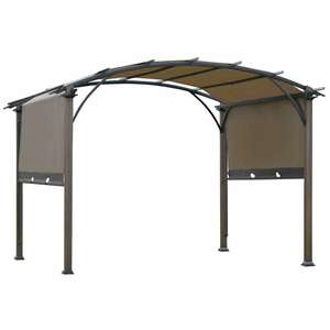 Outsunny Pergola mit einstellbarem Stoffdach braun 3,45 x 3,45 x 2,5 m (LxBxH)   Pavillon Terrassenüberdachung Sonnenschutz Terasse