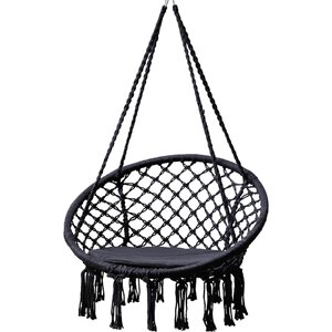 Grasekamp Hängesessel zum Aufhängen mit rundem  Sitzkissen Schwarz Belastbarkeit max.  100 kg Schwebesessel