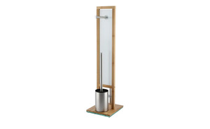 WC-Stand-Garnitur  Rivalta holzfarben Glas , Bambus, Edelstahl Maße (cm): B: 18 H: 70 T: 20 Badaccessoires - Sconto