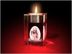 GLASFOTO.COM Osterei »3D Osterdekoration – Ostermotive im stimmungsvollen Kerzenschein – Teelichthalter aus Kristallglas« (1 Stück), Dekofigur Weihnachtsgeschenk