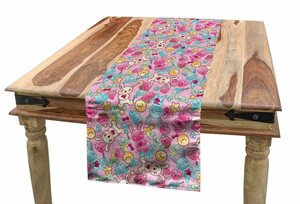 Abakuhaus Tischläufer »Esszimmer Küche Rechteckiger Dekorativer Tischläufer«, Baby Kawaii Hasen und Süßigkeit