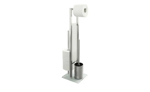WC-Stand-Garnitur  "Rivalta" - silber - Glas , Metall - 18 cm - 70 cm - 20 cm