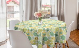 Abakuhaus Tischdecke »Kreis Tischdecke Abdeckung für Esszimmer Küche Dekoration«, Osterhase Gefärbte Eier Pastelltöne