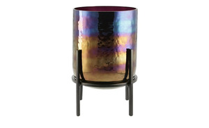 Windlicht lila/violett Metall, Glas  Maße (cm): H: 21  Ø: [13.5] Dekoration