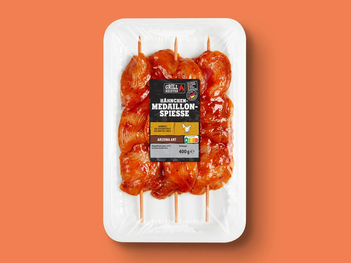 Bild 1 von Grillmeister Hähnchen-Medaillonspieße, 
         400 g