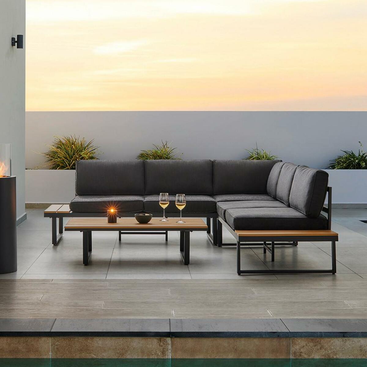 Bild 1 von Loungegarnitur 'Ariana' inkl. Auflagen & Kissen, schwarz