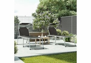 SONGMICS Gartenliege »GCB26«, Sonnenliege Liegestuhl mit Sonnendach extra groß 65 x 200 x 48 cm schwarz, Sonnenliege Liegestuhl extra groß 65 x 200 x 48 cm mit Sonnendach