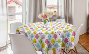 Abakuhaus Tischdecke »Kreis Tischdecke Abdeckung für Esszimmer Küche Dekoration«, Ostern Bunte Glückliche Eier und Punkte