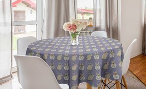 Abakuhaus Tischdecke »Kreis Tischdecke Abdeckung für Esszimmer Küche Dekoration«, Hase Hasen und Blumen auf Kopf